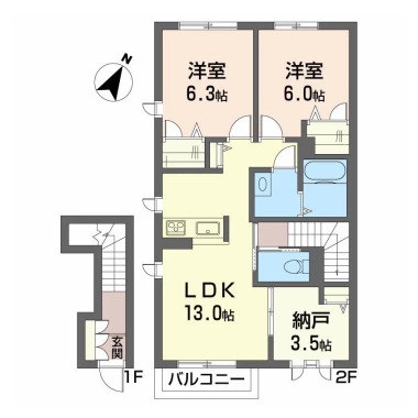 シャーメゾン阿南 三番館 205の間取り図