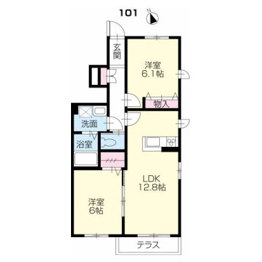 シャーメゾン宝田 101の間取り図