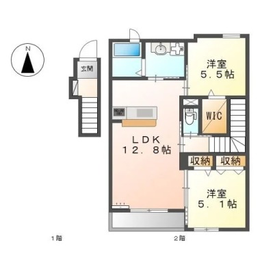 H&C CRECIA 立花 206の間取り図
