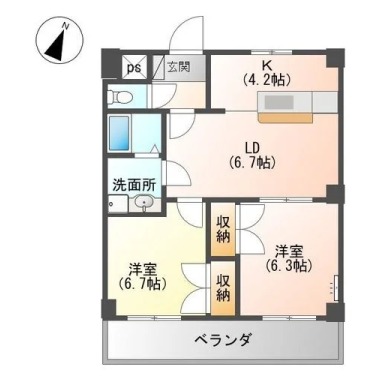 ルミナスハイム羽浦 102の間取り図