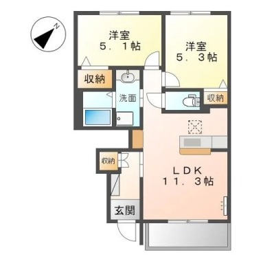 リバーサイド金磯A 102の間取り図