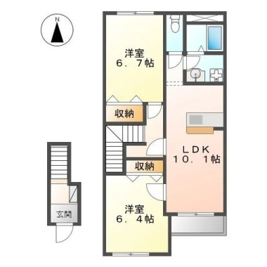 シャインヒルズ富岡 205の間取り図