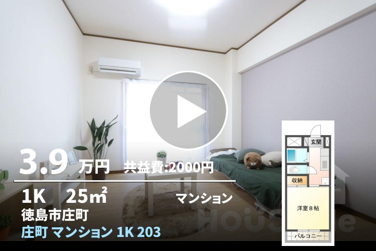 庄町 マンション 1K 203