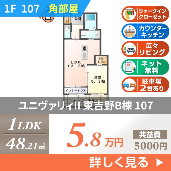 ユニヴァリィII 東吉野B棟 107