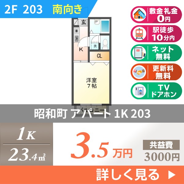 昭和町 2階建アパート 1995年築 203