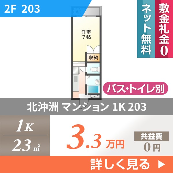 北沖洲 マンション 1K 203