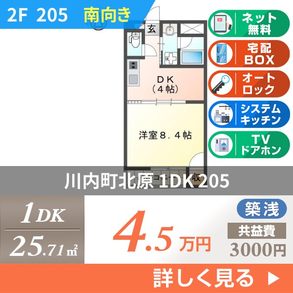 川内町北原 3階建アパート 2016年築 205