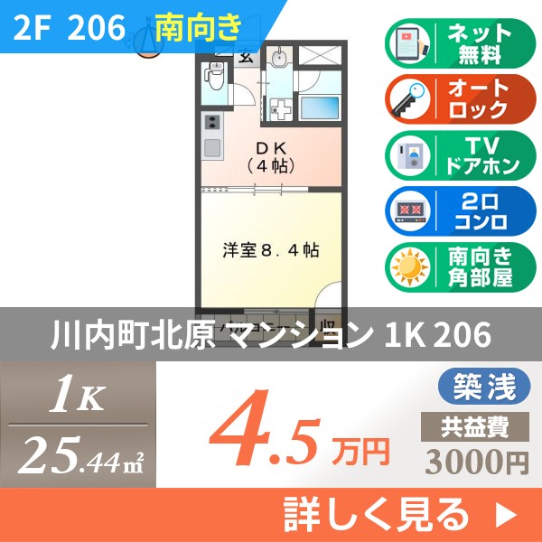 川内町北原 3階建アパート 2016年築 206