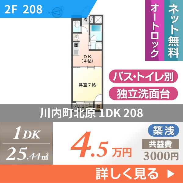 川内町北原 マンション 1DK 208