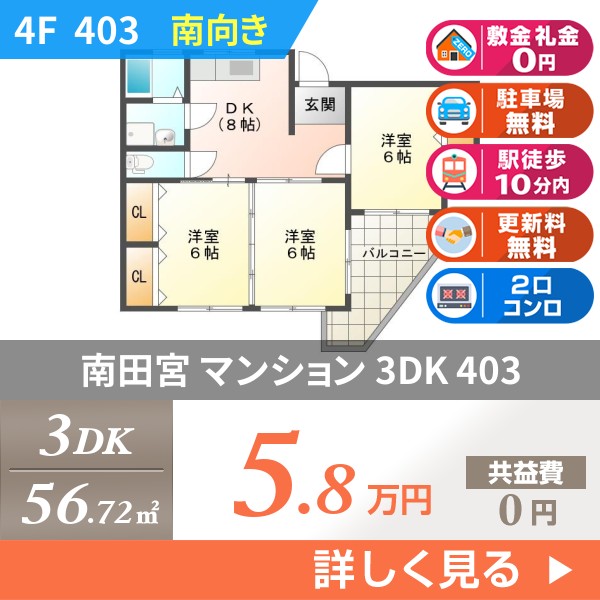 南田宮 4階建マンション 1983年築 403