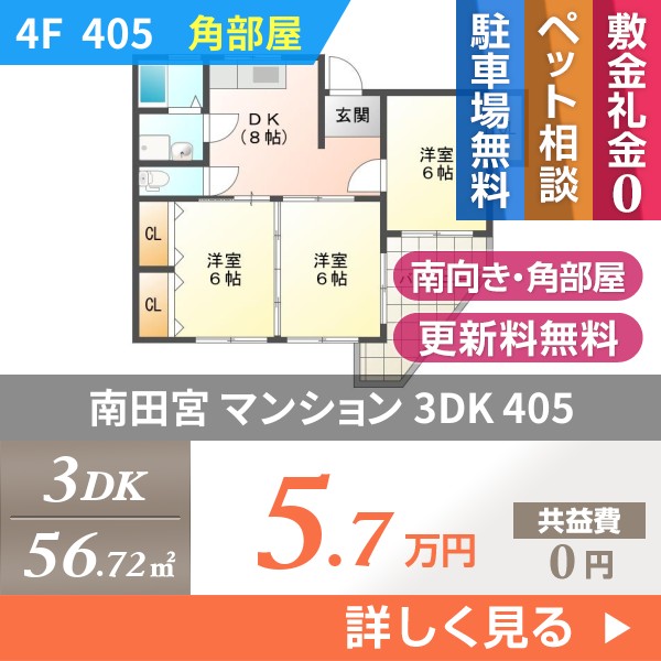 南田宮 マンション 3DK 405