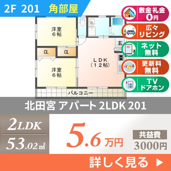 北田宮 2階建アパート 2009年築 201