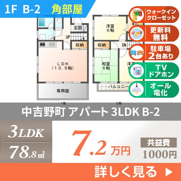 中吉野町 2階建アパート 1990年築 bh2