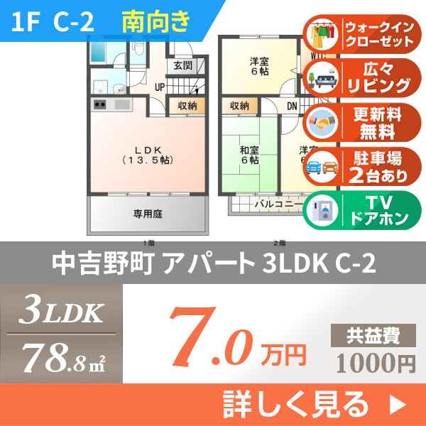 中吉野町 アパート 3LDK C-2