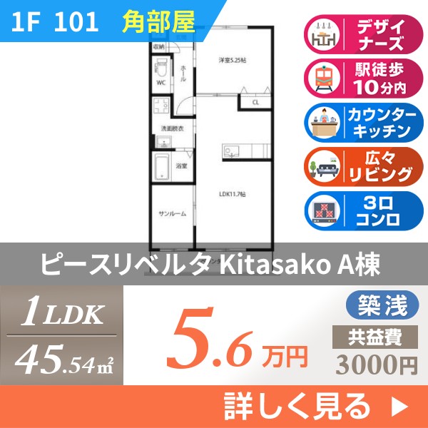 ピースリベルタ Kitasako A棟 101