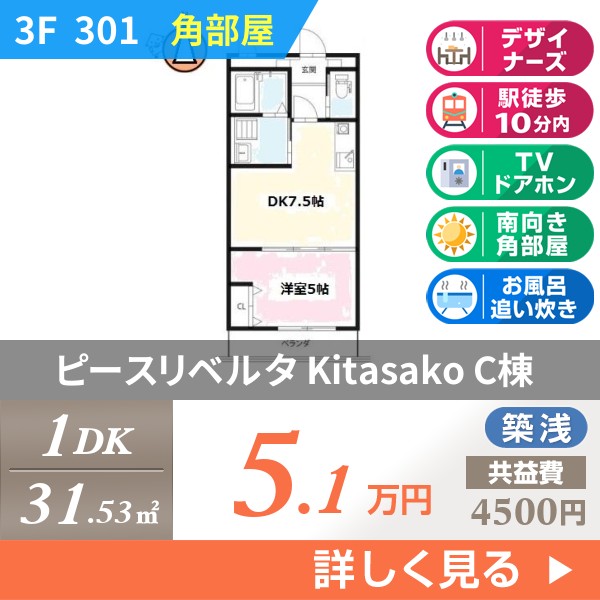 ピースリベルタ Kitasako C棟 301