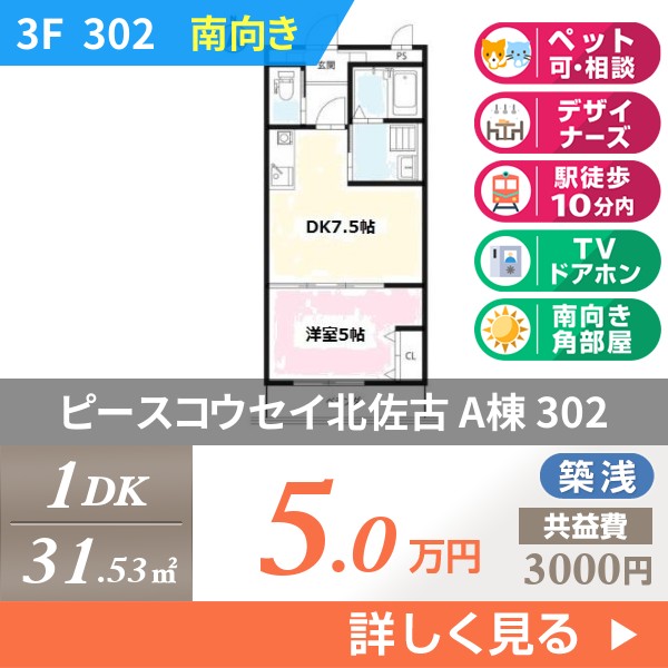 ピースコウセイ北佐古 A棟 302