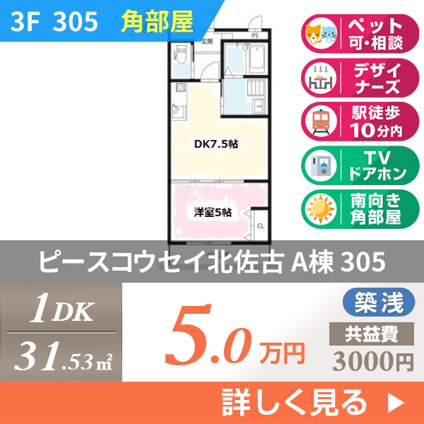 ピースコウセイ北佐古 A棟 305
