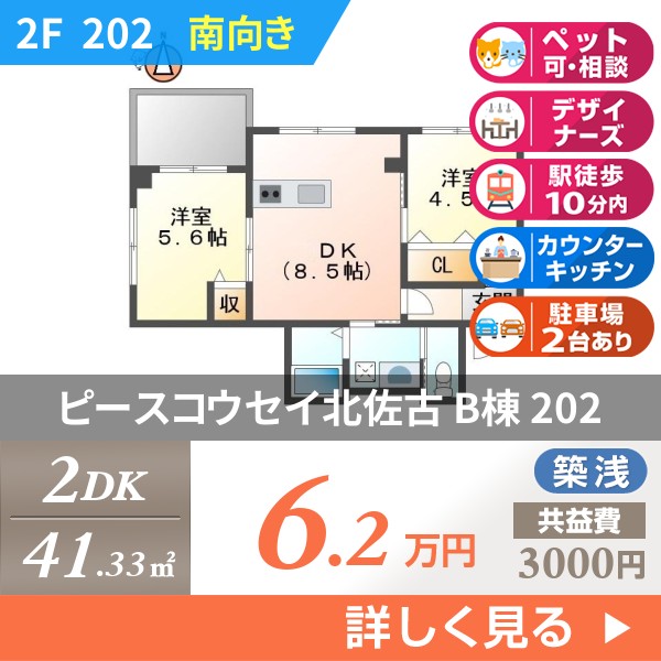 ピースコウセイ北佐古 B棟 202