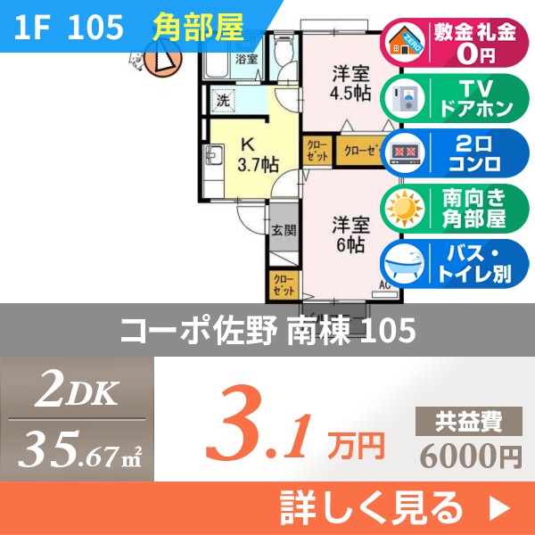 コーポ佐野 南棟 105