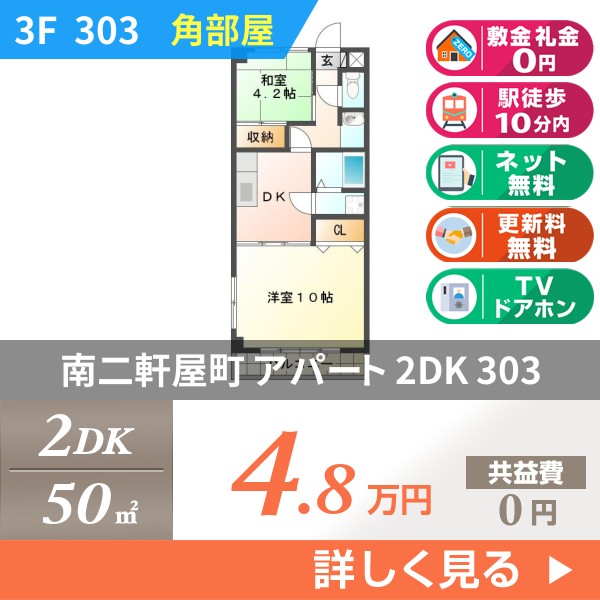 南二軒屋町 3階建マンション 1992年築 303