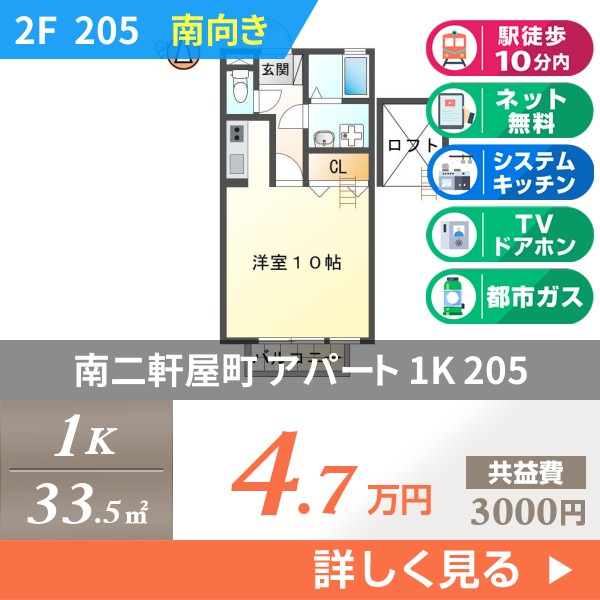 南二軒屋町 2階建アパート 2001年築 205