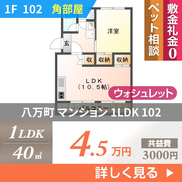 八万町 マンション 1LDK 102