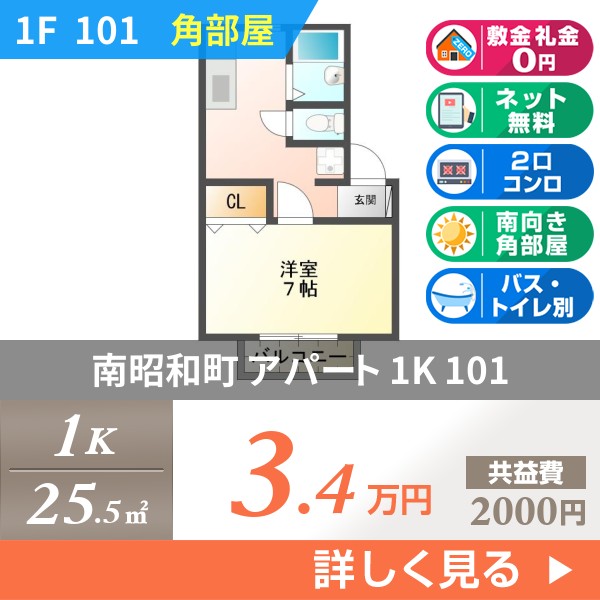 南昭和町 2階建アパート 1996年築 101