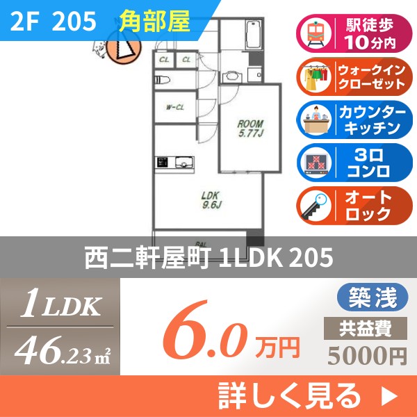 西二軒屋町 6階建マンション 2017年築 205