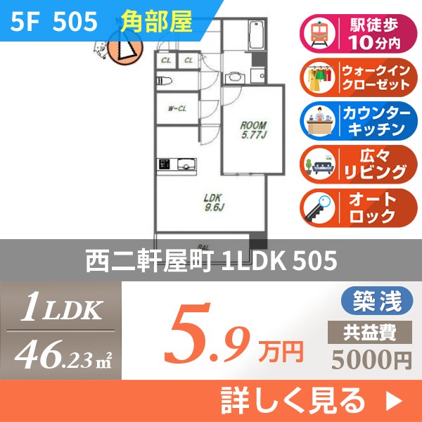 西二軒屋町 6階建マンション 2017年築 505