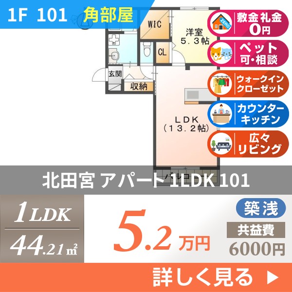 北田宮 アパート 1LDK 101