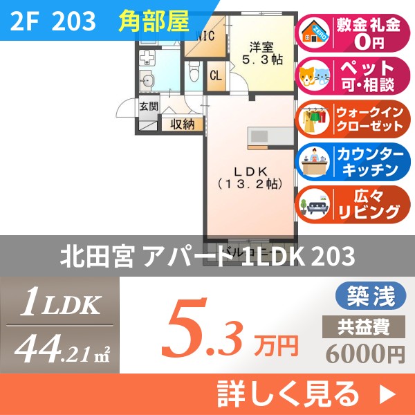 北田宮 アパート 1LDK 203