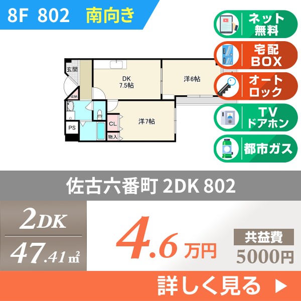 佐古六番町 11階建マンション 1990年築 802