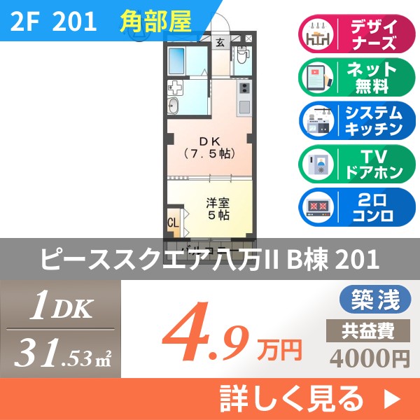 ピーススクエア八万II B棟 201