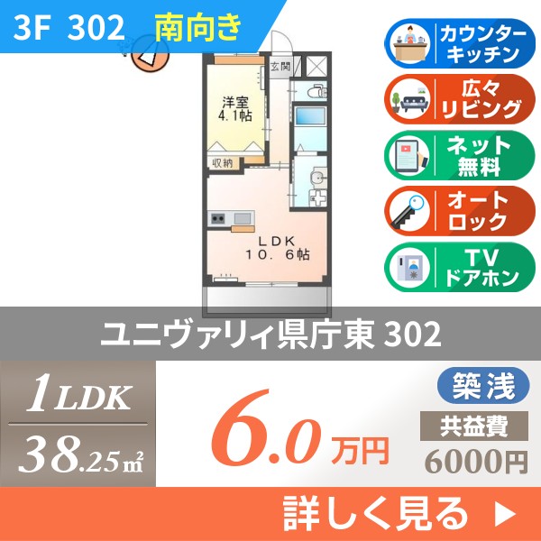 ユニヴァリィ県庁東 302