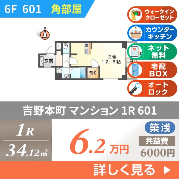 吉野本町 7階建マンション 2019年築 601