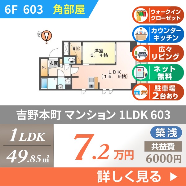 吉野本町 7階建マンション 2019年築 603