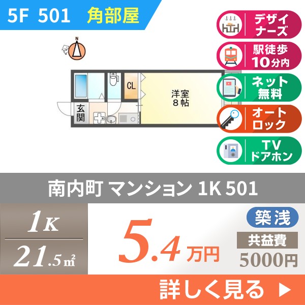 南内町 マンション 1K 501