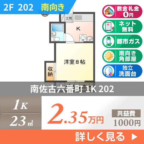 南佐古六番町 マンション 1K 202