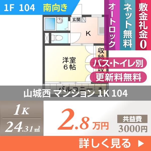 山城西 マンション 1K 104