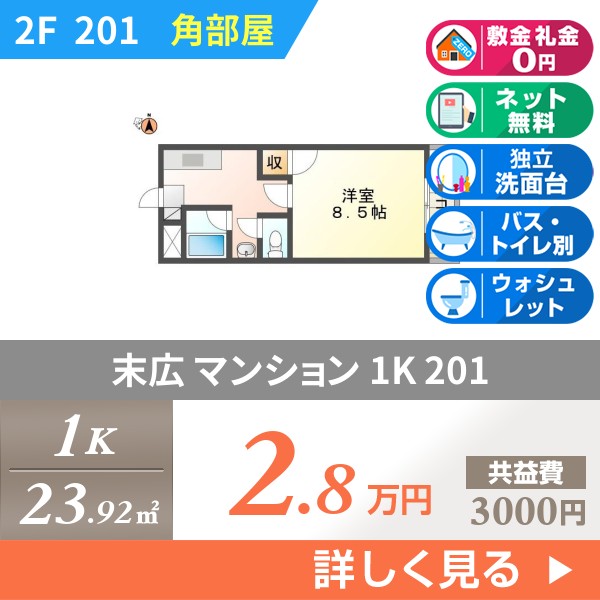 末広 3階建マンション 1993年築 201