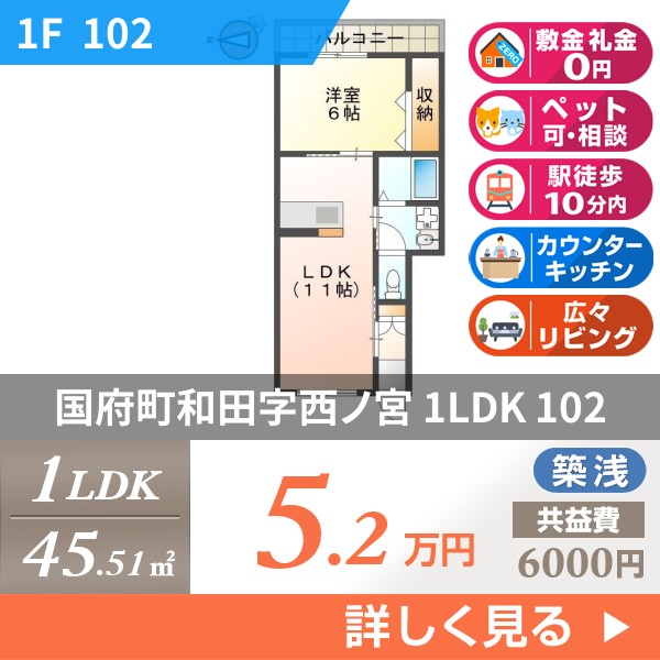 国府町和田字西ノ宮 2階建アパート 2022年築 102