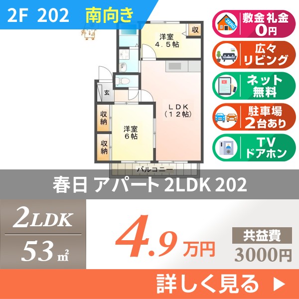 春日 2階建アパート 1998年築 202