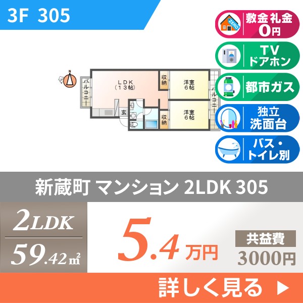 新蔵町 3階建マンション 1988年築 305