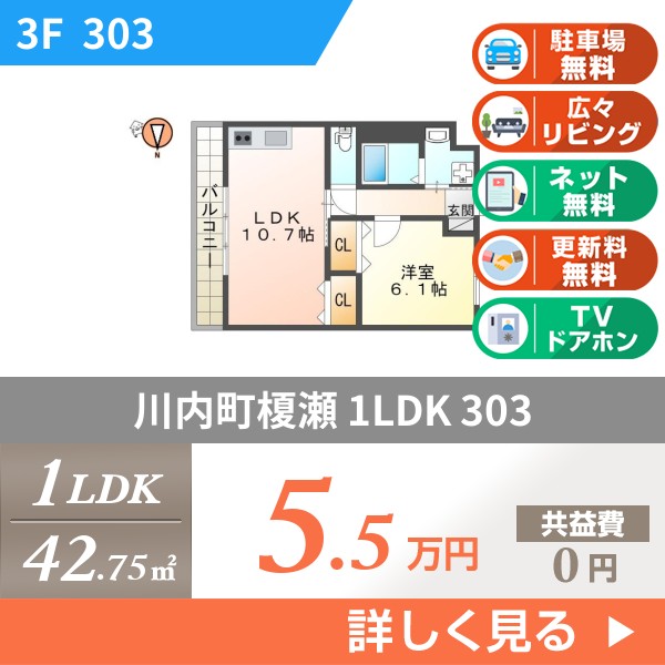 川内町榎瀬 3階建マンション 2007年築 303