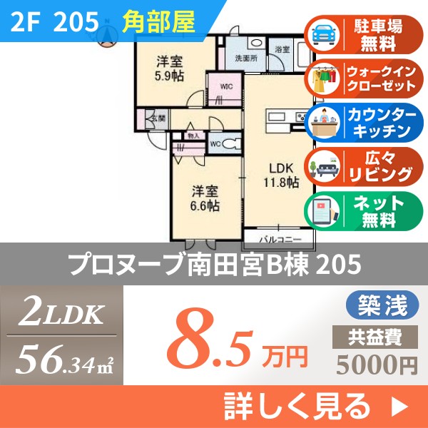 プロヌーブ南田宮B棟 205