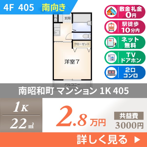 南昭和町 4階建マンション 1988年築 405