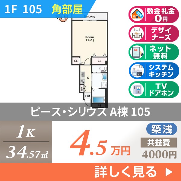 ピース・シリウス A棟 105