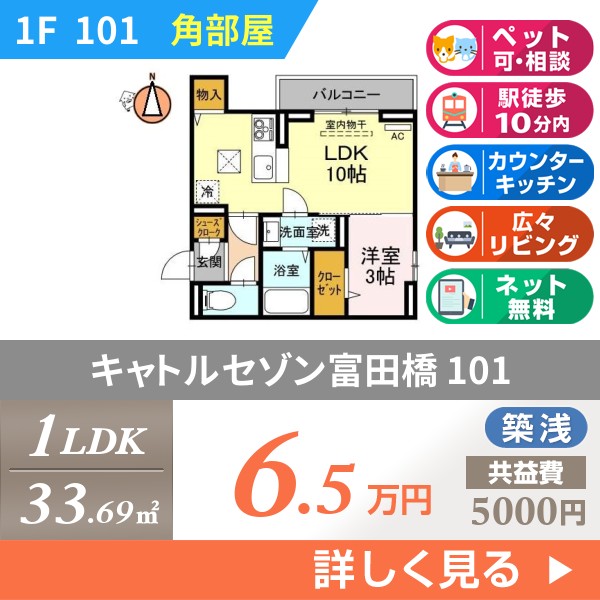 キャトルセゾン富田橋 101