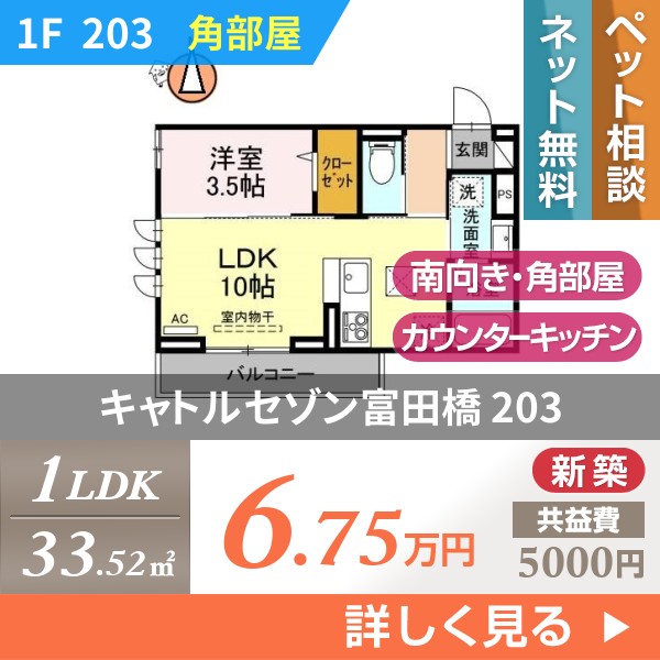 キャトルセゾン富田橋 203